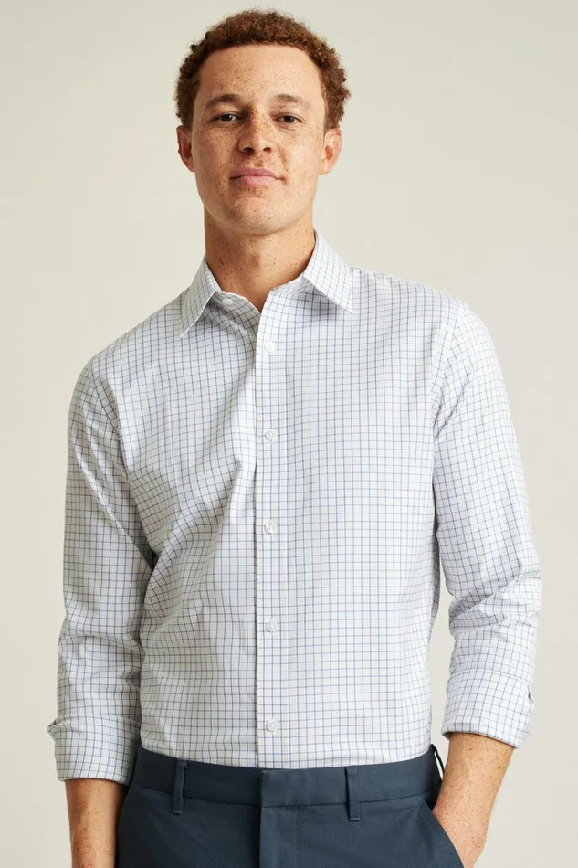 Men Business Casual Shirts Bonobos Weekday Warrior Dress Shirt Blue Pink Plaid