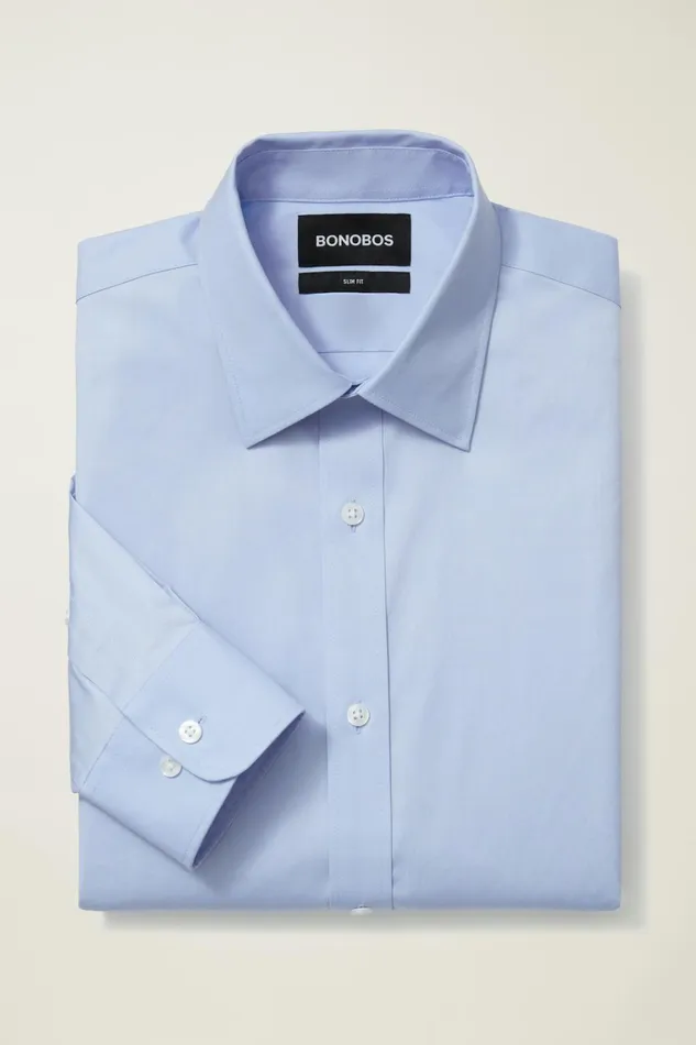 Men Business Casual Shirts Bonobos Weekday Warrior Dress Shirt Blue Serenity