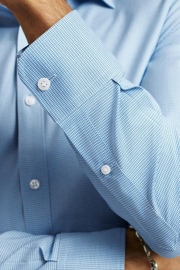 Men Business Casual Shirts Bonobos Weekday Warrior Dress Shirt Bright Blue Puppytooth