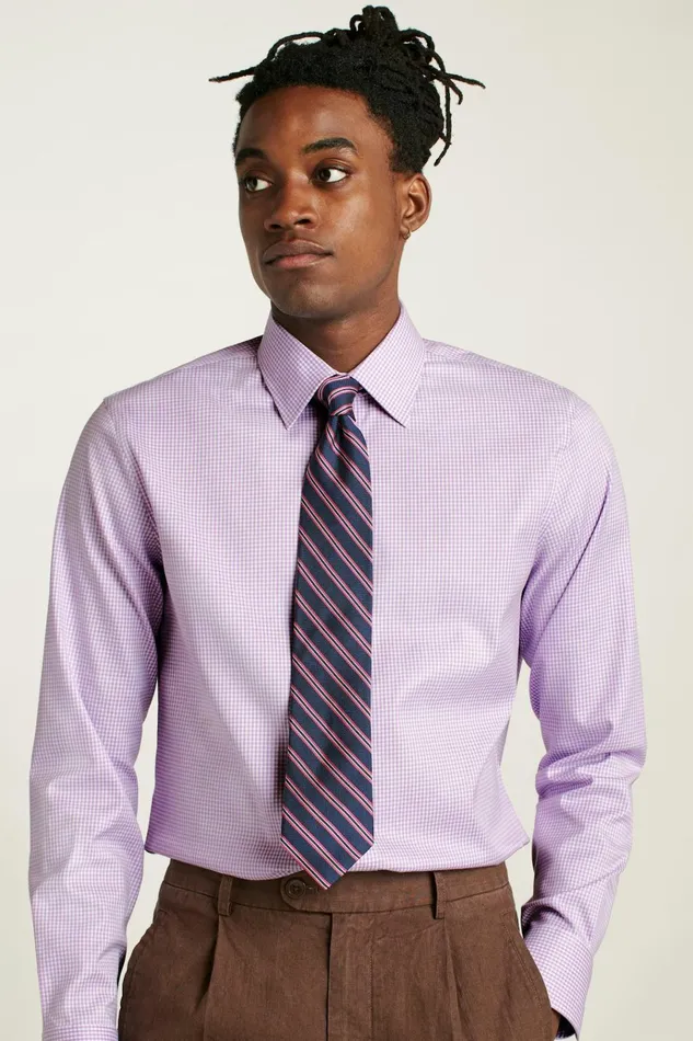 Men Business Casual Shirts Bonobos Weekday Warrior Dress Shirt Purple Perry Check