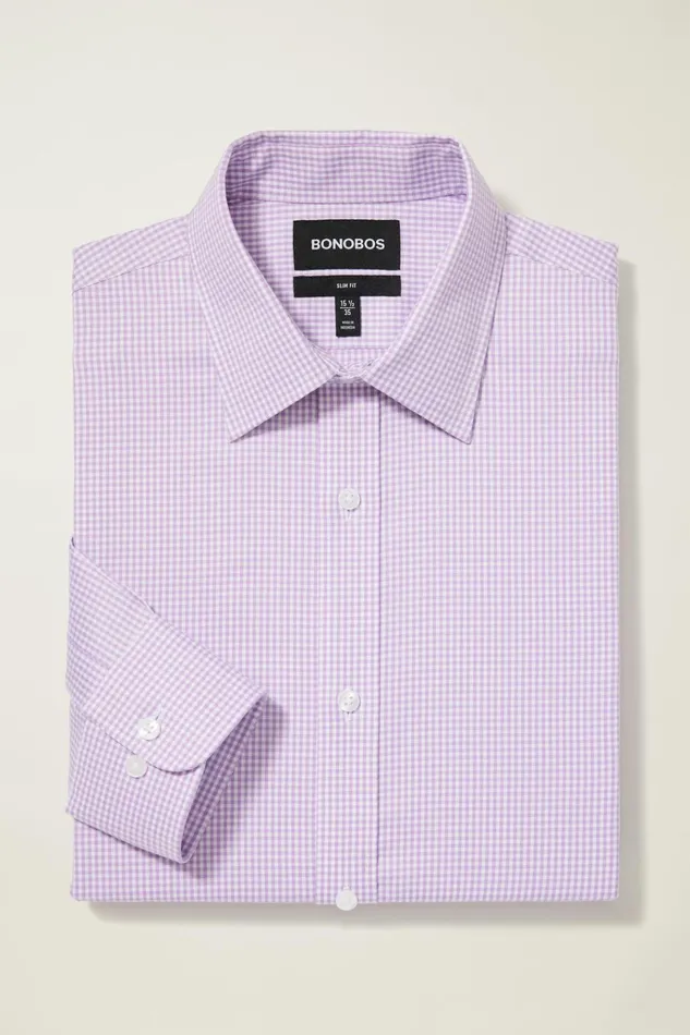 Men Business Casual Shirts Bonobos Weekday Warrior Dress Shirt Purple Perry Check