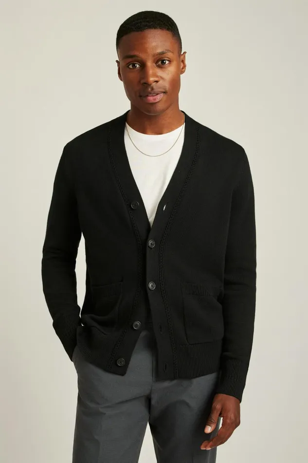 Men Cardigan Sweaters Bonobos Cotton Cardigan Black