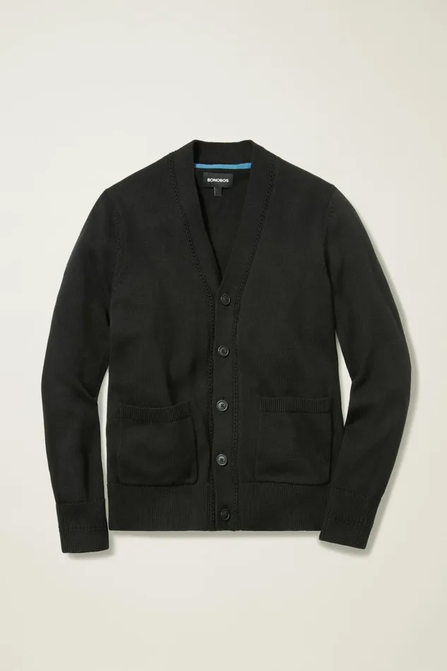 Men Cardigan Sweaters Bonobos Cotton Cardigan Black