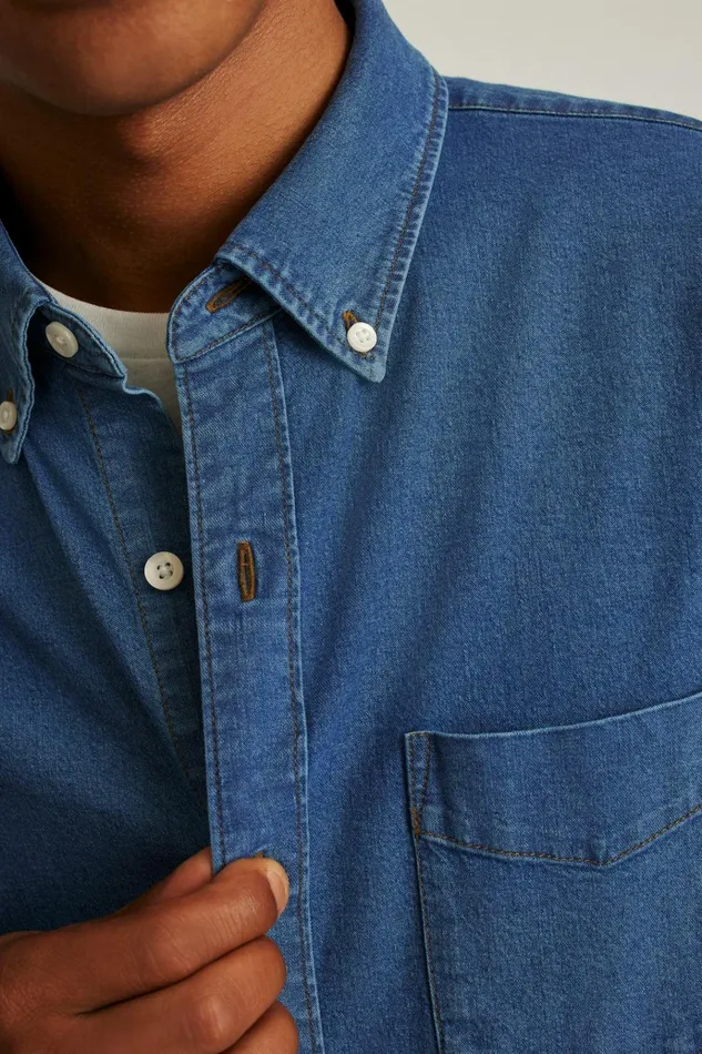 Men Casual Shirts Bonobos Everyday Denim Shirt Medium Blue Wash