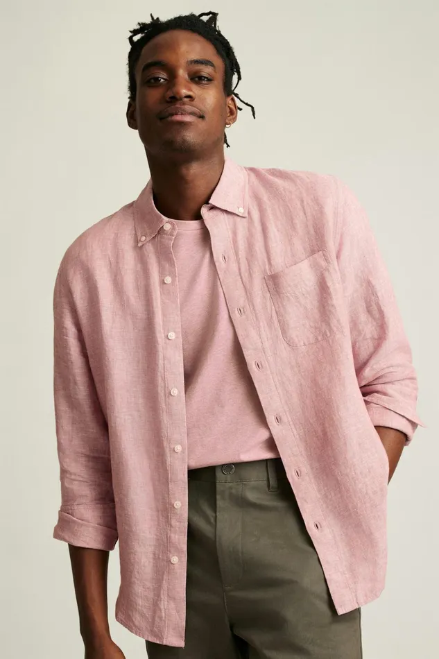Men Casual Shirts Bonobos Everyday Linen Shirt Redwood