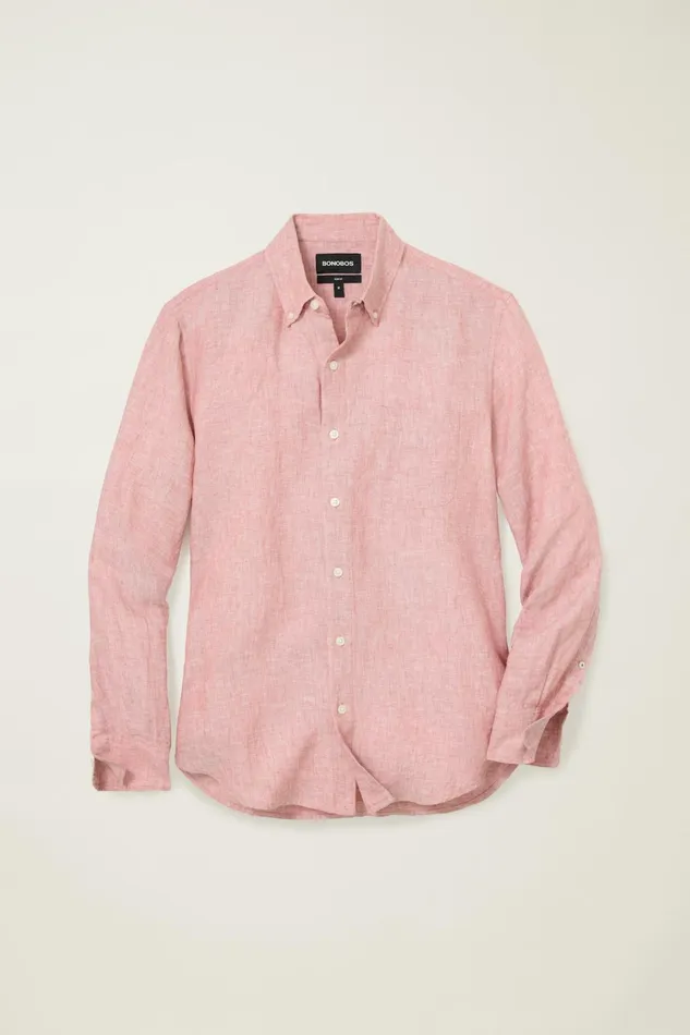 Men Casual Shirts Bonobos Everyday Linen Shirt Redwood