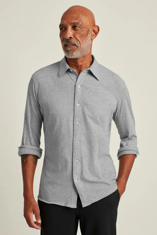 Men Casual Shirts Bonobos Jersey Everyday Shirt Heather Grey