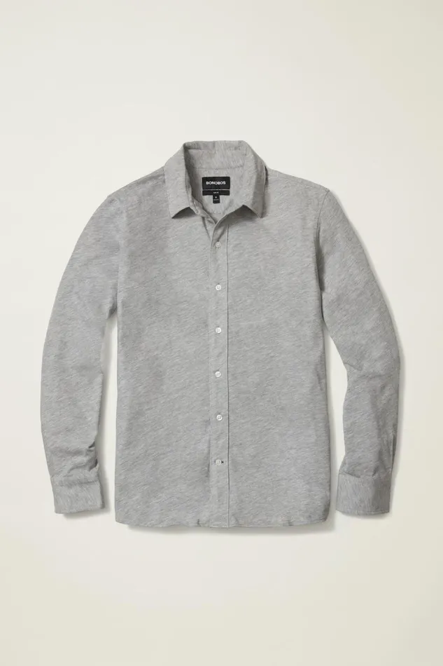 Men Casual Shirts Bonobos Jersey Everyday Shirt Heather Grey