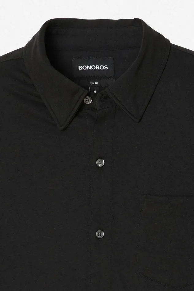 Men Casual Shirts Bonobos Knit ButtonDown Black