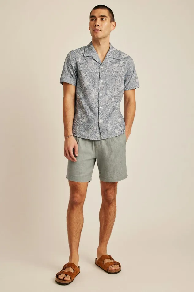 Men Casual Shirts Bonobos Limited Edition Riviera Cabana Shirt Blue Chambray Floral Sketch Men Casual Shirts Bonobos Limited Edition Riviera Cabana Shirt Blue Chambray Floral Sketch