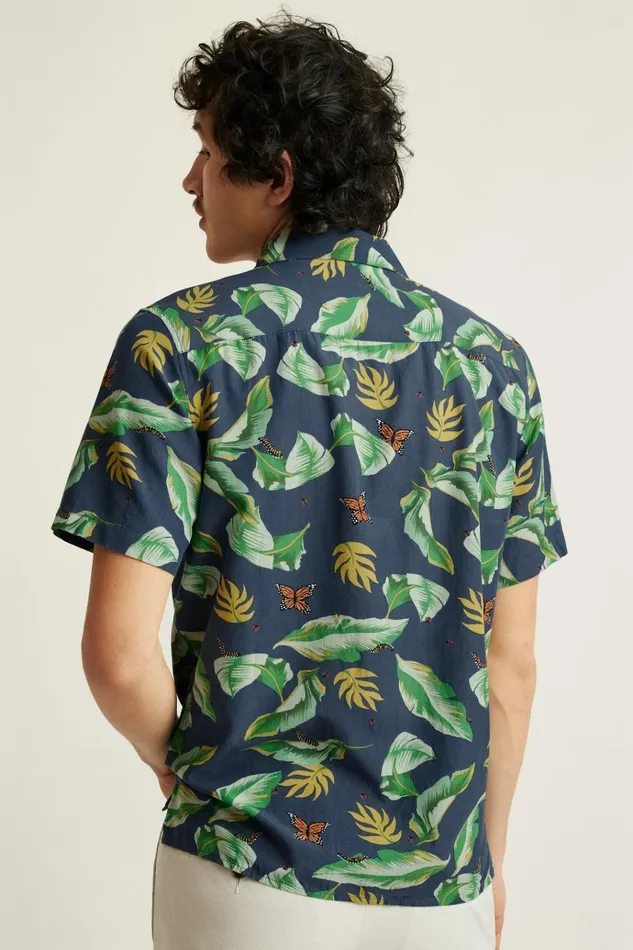 Men Casual Shirts Bonobos Riviera Cabana Shirt Navy Butterfly Garden