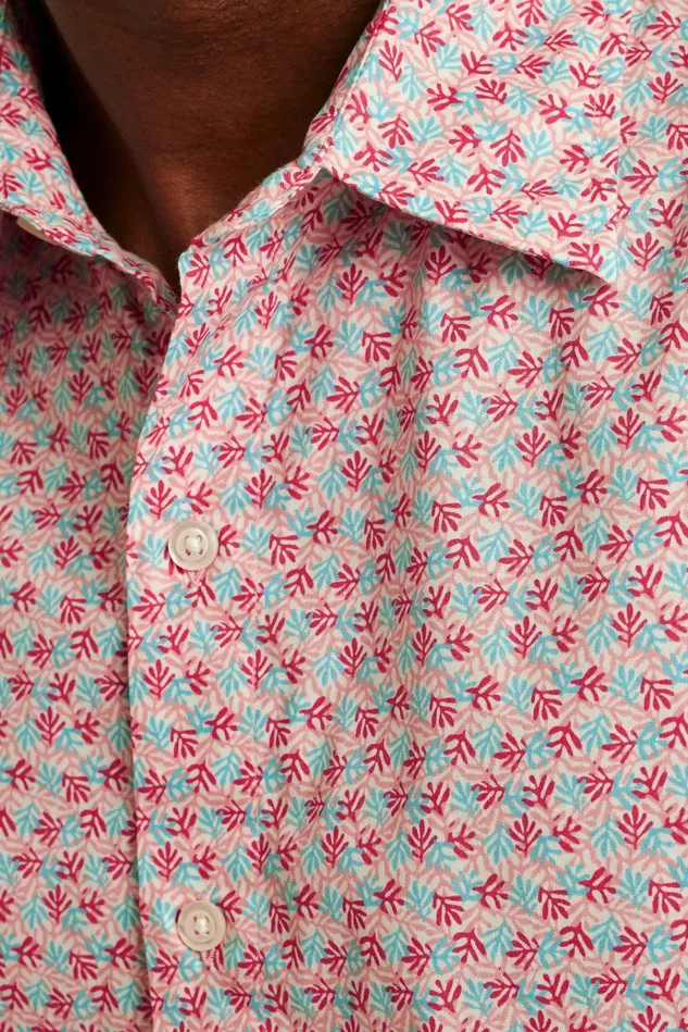 Men Casual Shirts Bonobos Riviera Short Sleeve Shirt Berry Coral Fields