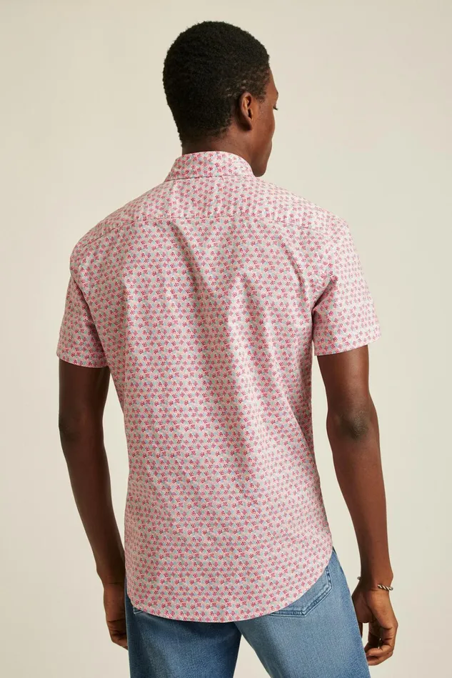 Men Casual Shirts Bonobos Riviera Short Sleeve Shirt Berry Coral Fields
