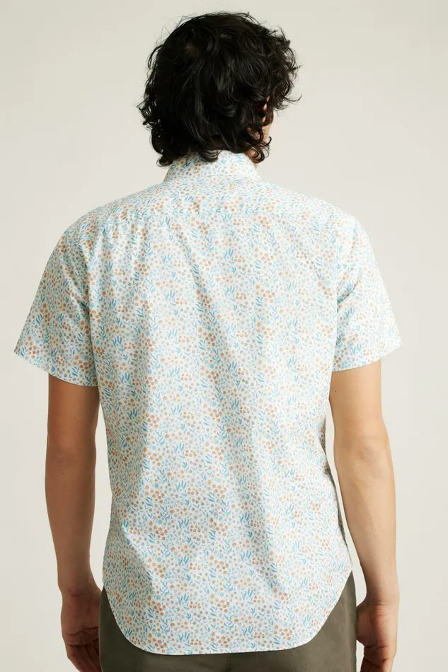 Men Casual Shirts Bonobos Riviera Short Sleeve Shirt Brown Blue Garden