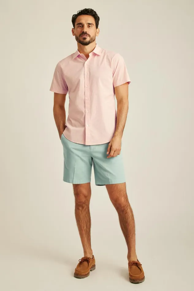Men Casual Shirts Bonobos Riviera Short Sleeve Shirt Cantaloupe End On End Men Casual Shirts Bonobos Riviera Short Sleeve Shirt Cantaloupe End On End