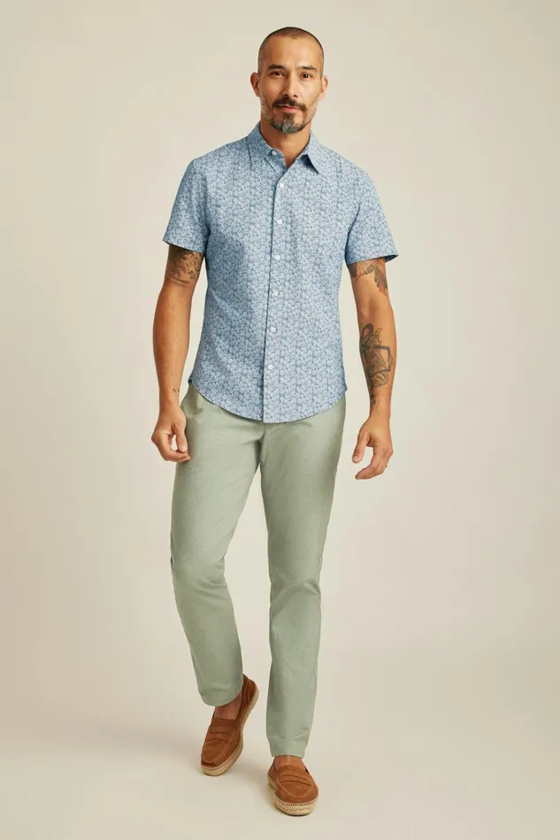 Men Casual Shirts Bonobos Riviera Short Sleeve Shirt Chambray Flower Power Men Casual Shirts Bonobos Riviera Short Sleeve Shirt Chambray Flower Power