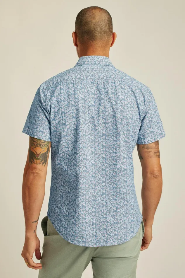 Men Casual Shirts Bonobos Riviera Short Sleeve Shirt Chambray Flower Power