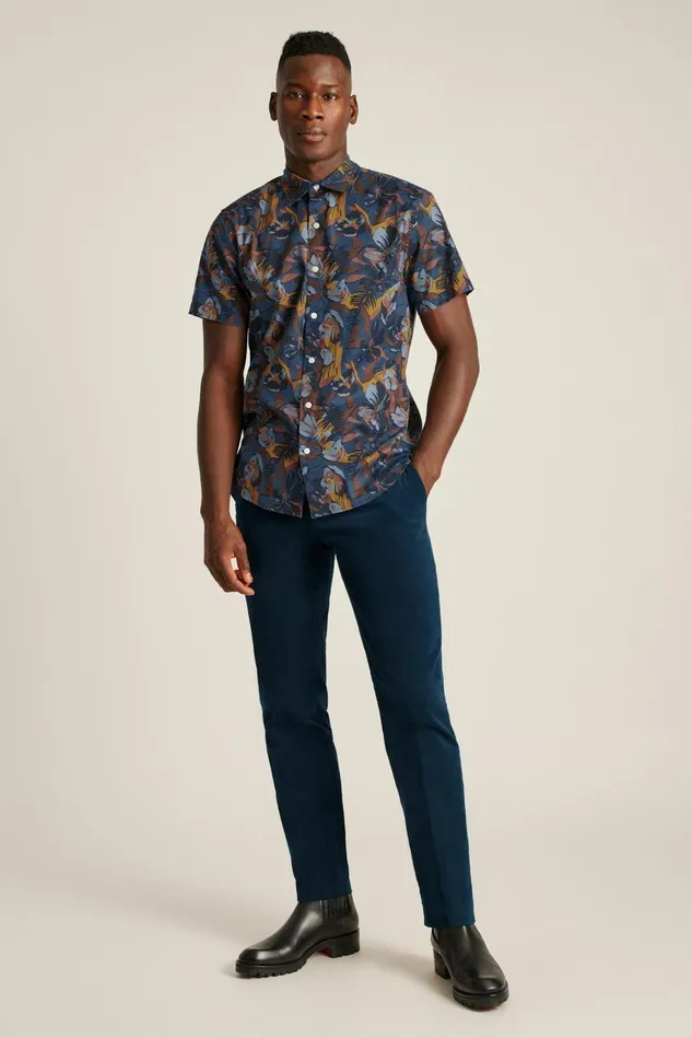 Men Casual Shirts Bonobos Riviera Short Sleeve Shirt Dynamic Flowers