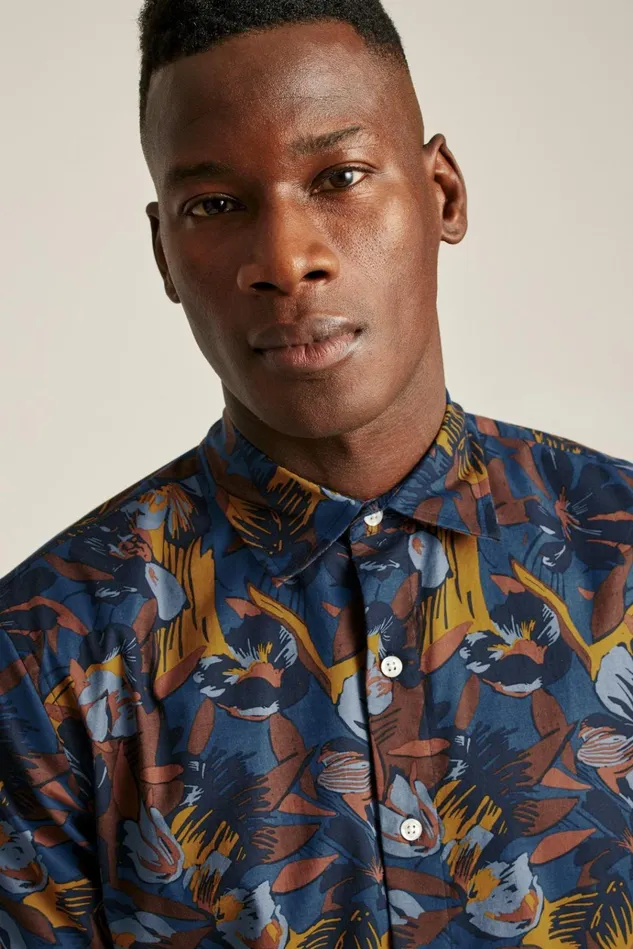 Men Casual Shirts Bonobos Riviera Short Sleeve Shirt Dynamic Flowers