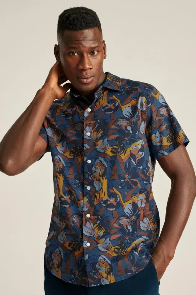 Men Casual Shirts Bonobos Riviera Short Sleeve Shirt Dynamic Flowers