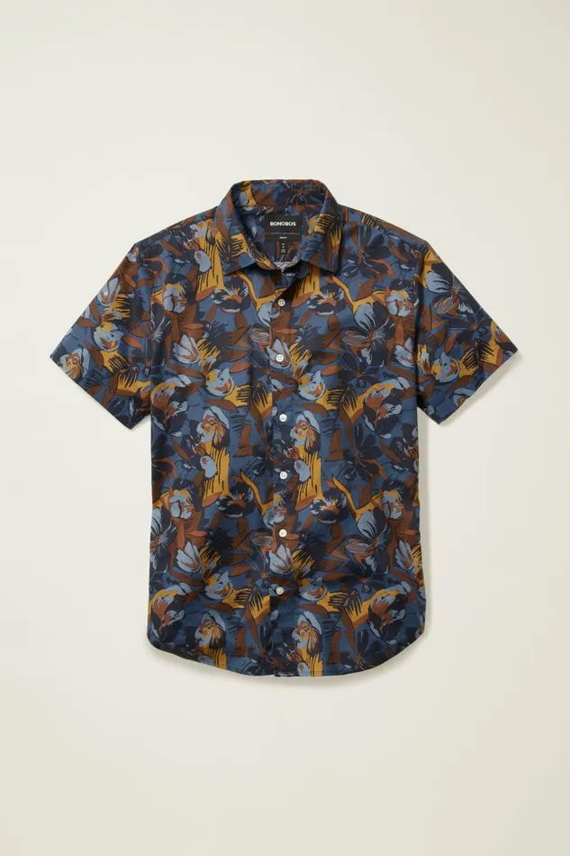 Men Casual Shirts Bonobos Riviera Short Sleeve Shirt Dynamic Flowers