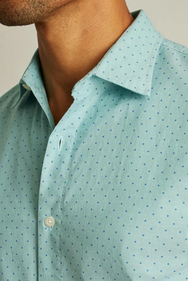 Men Casual Shirts Bonobos Riviera Short Sleeve Shirt High Tide Blue Dot