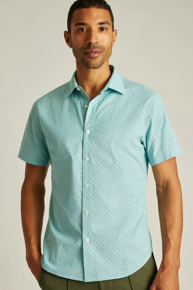 Men Casual Shirts Bonobos Riviera Short Sleeve Shirt High Tide Blue Dot