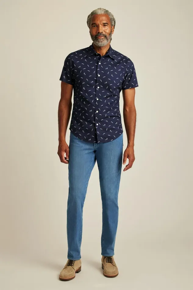 Men Casual Shirts Bonobos Riviera Short Sleeve Shirt Navy Band Practice