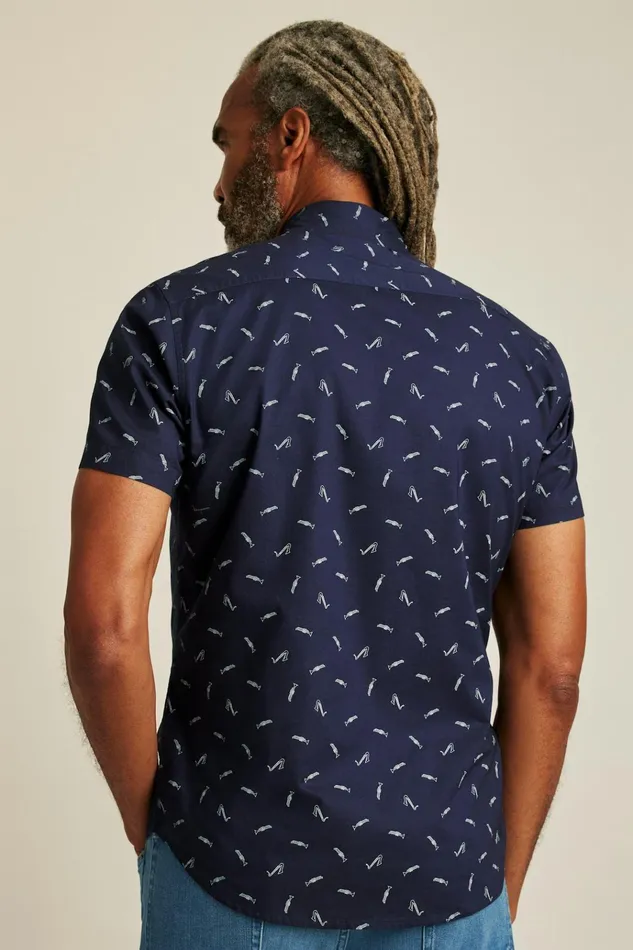 Men Casual Shirts Bonobos Riviera Short Sleeve Shirt Navy Band Practice