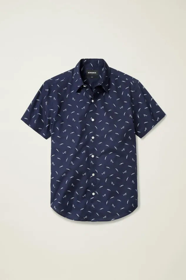 Men Casual Shirts Bonobos Riviera Short Sleeve Shirt Navy Band Practice