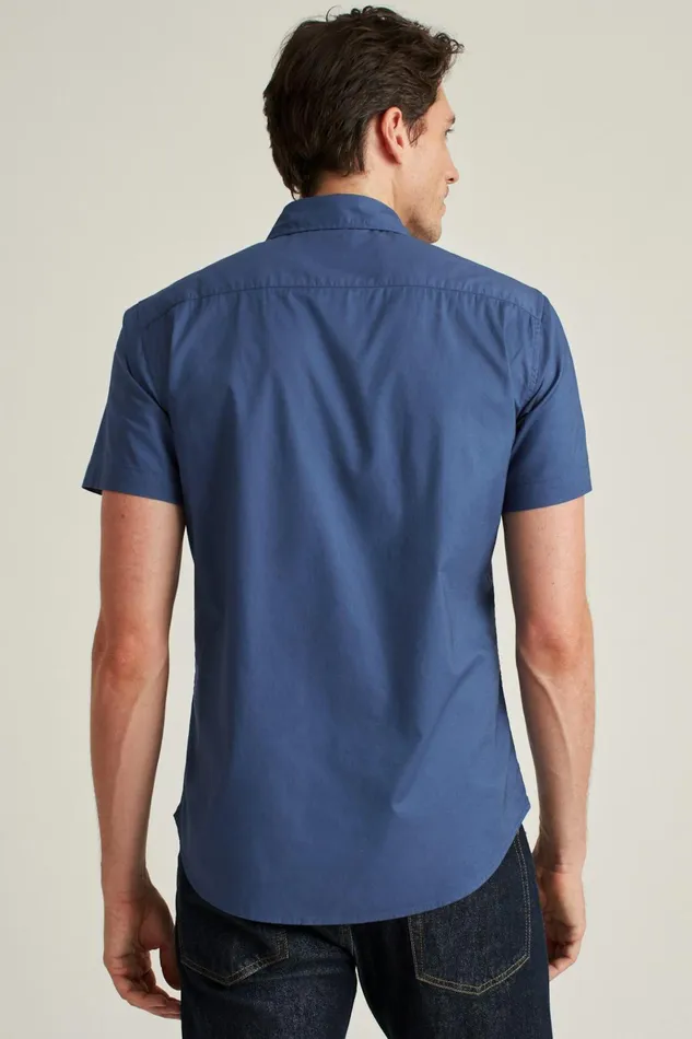 Men Casual Shirts Bonobos Riviera Short Sleeve Shirt Solid Navy