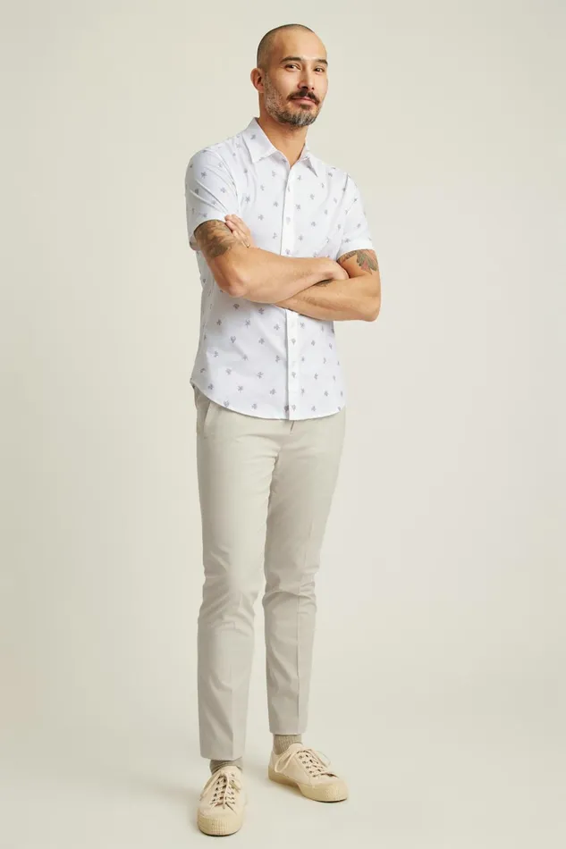 Men Casual Shirts Bonobos Riviera Short Sleeve Shirt Violet Botanicals