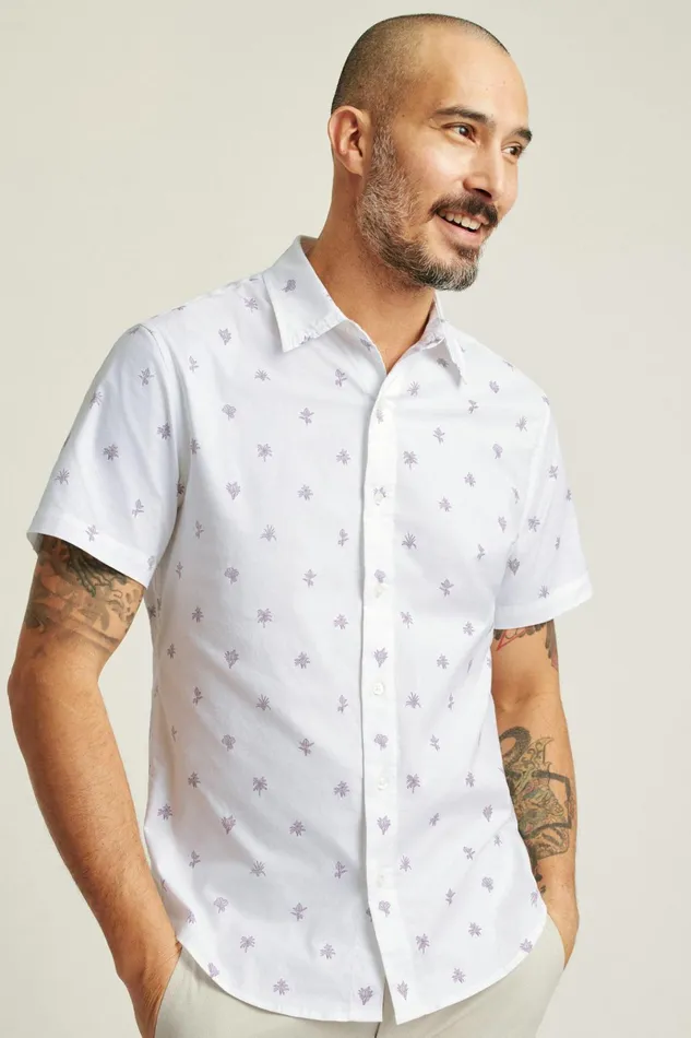 Men Casual Shirts Bonobos Riviera Short Sleeve Shirt Violet Botanicals