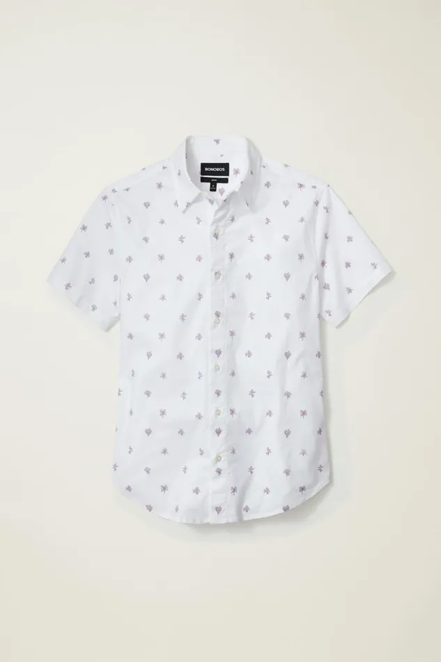 Men Casual Shirts Bonobos Riviera Short Sleeve Shirt Violet Botanicals