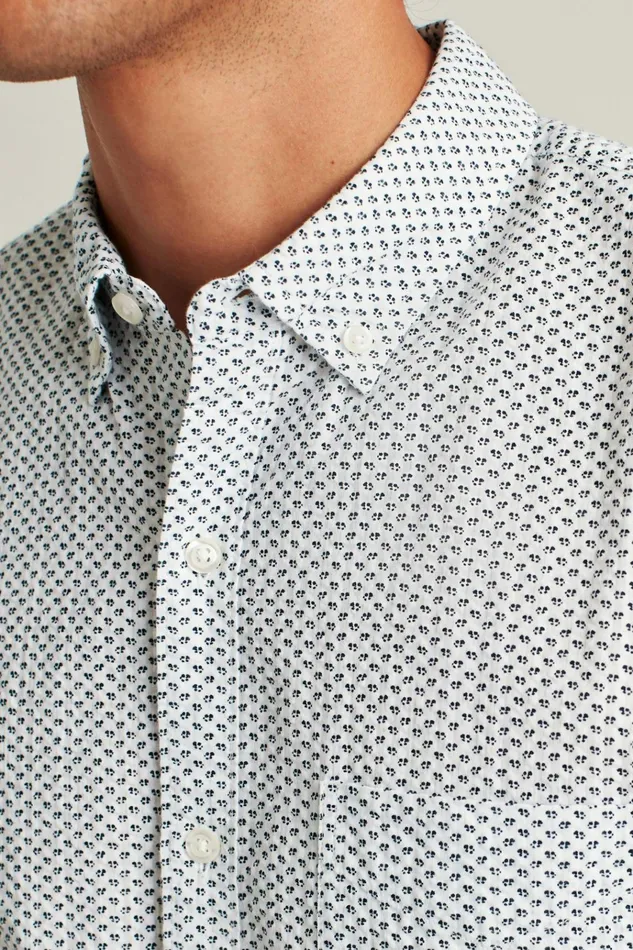 Men Casual Shirts Bonobos Riviera Short Sleeve Shirt White Seersucker Duane Flower