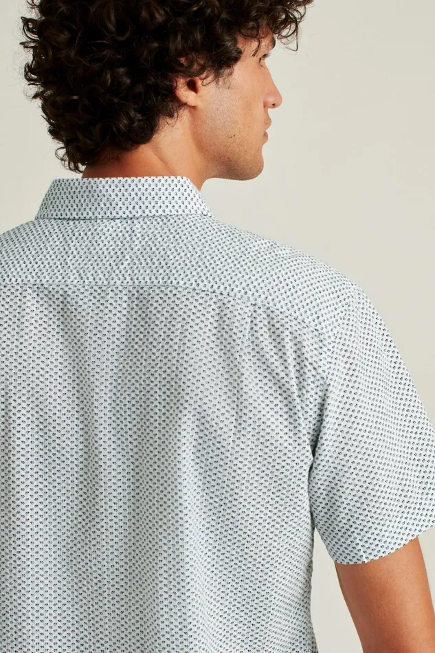 Men Casual Shirts Bonobos Riviera Short Sleeve Shirt White Seersucker Duane Flower