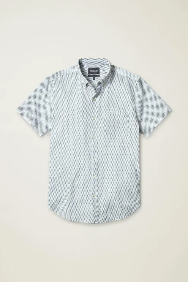 Men Casual Shirts Bonobos Riviera Short Sleeve Shirt White Seersucker Duane Flower