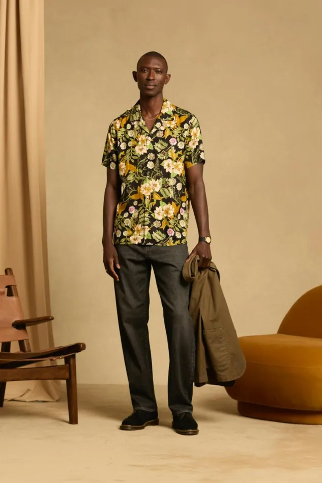Men Casual Shirts Bonobos Riviera Silk Blend Cabana Shirt Enchanted Floral