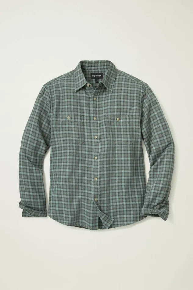 Men Casual Shirts Bonobos Sunset Overshirt Sage Ireland Plaid