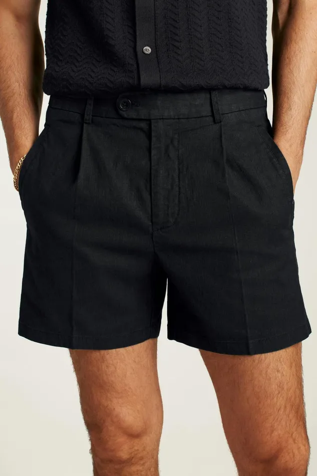 Men Casual Shorts Bonobos Coastal Linen Short Jet Black