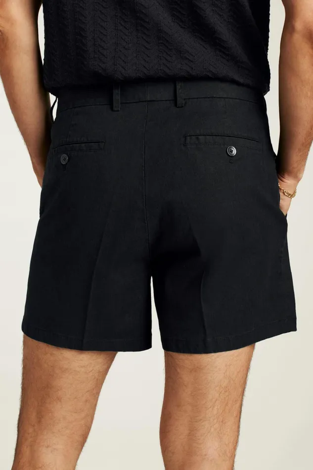 Men Casual Shorts Bonobos Coastal Linen Short Jet Black