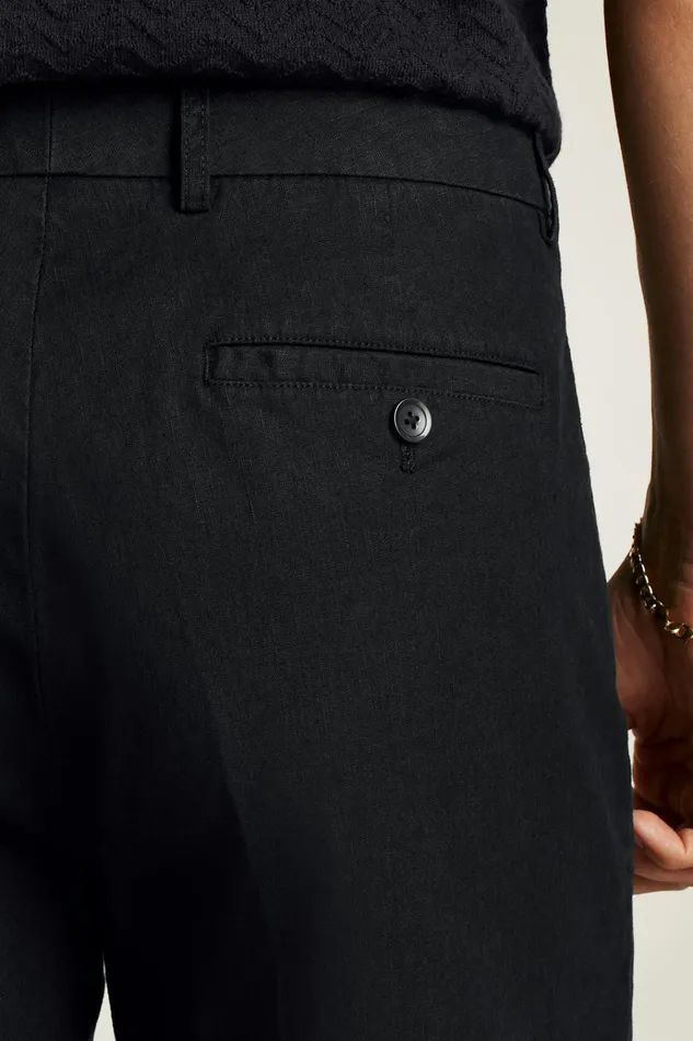 Men Casual Shorts Bonobos Coastal Linen Short Jet Black