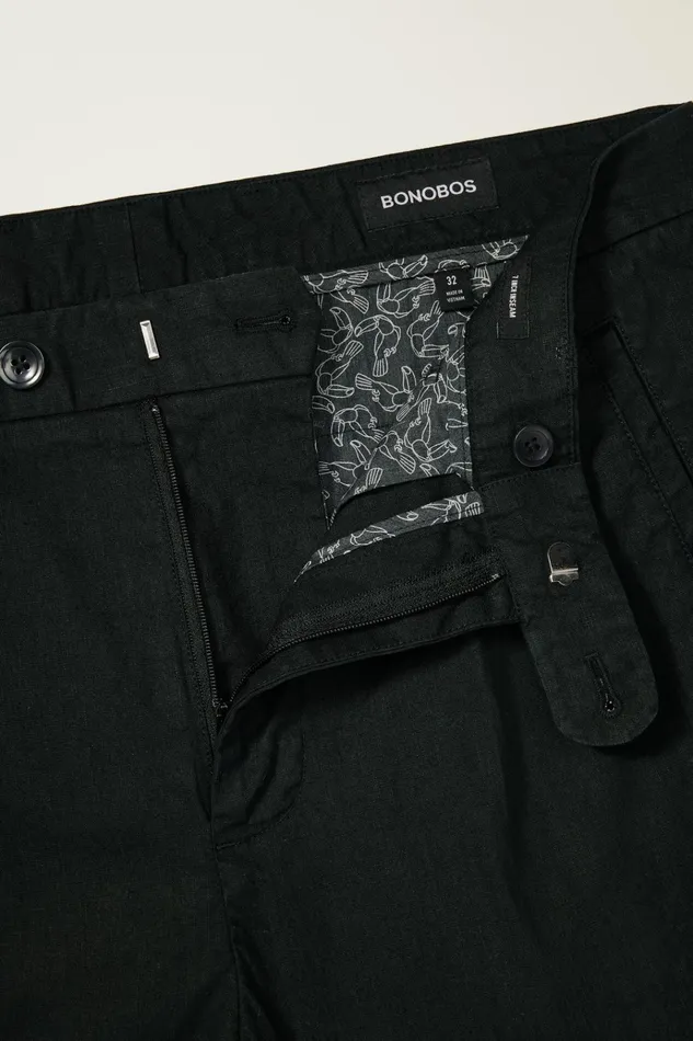 Men Casual Shorts Bonobos Coastal Linen Short Jet Black