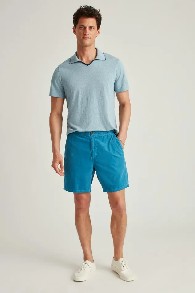 Men Casual Shorts Bonobos Drawstring Club Shorts Blue Micro Cord