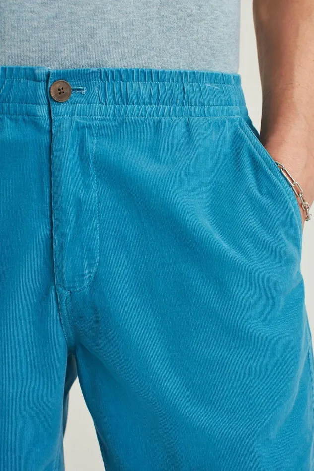 Men Casual Shorts Bonobos Drawstring Club Shorts Blue Micro Cord