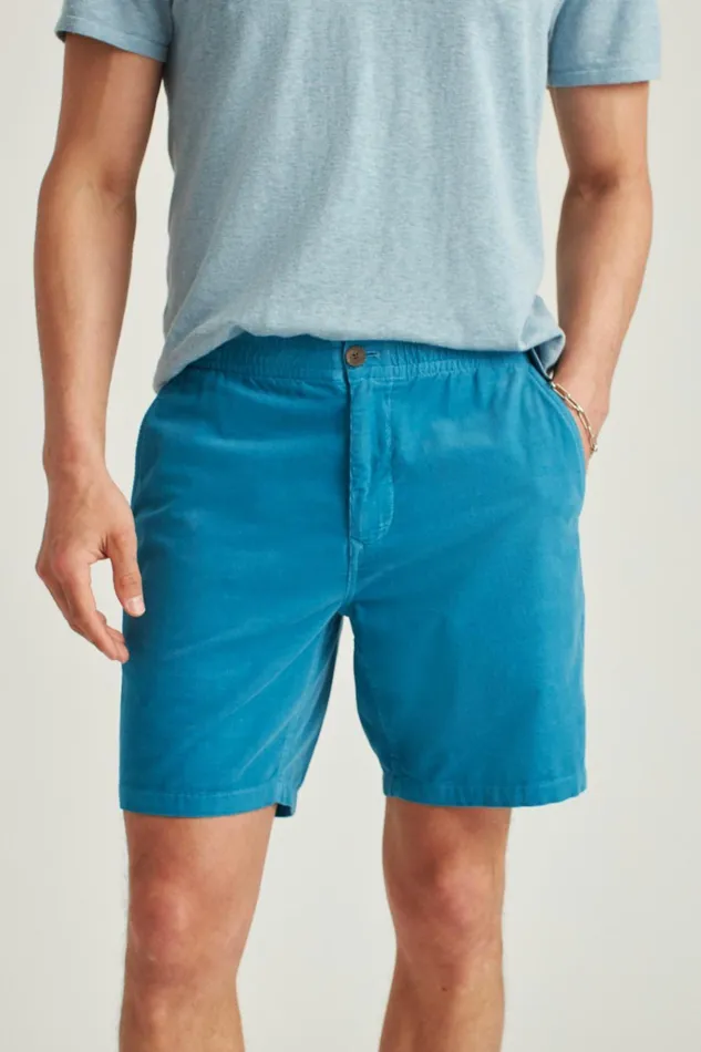 Men Casual Shorts Bonobos Drawstring Club Shorts Blue Micro Cord
