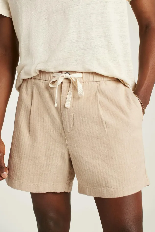 Men Casual Shorts Bonobos Linen Blend Boardwalk Short Taupe Stripe