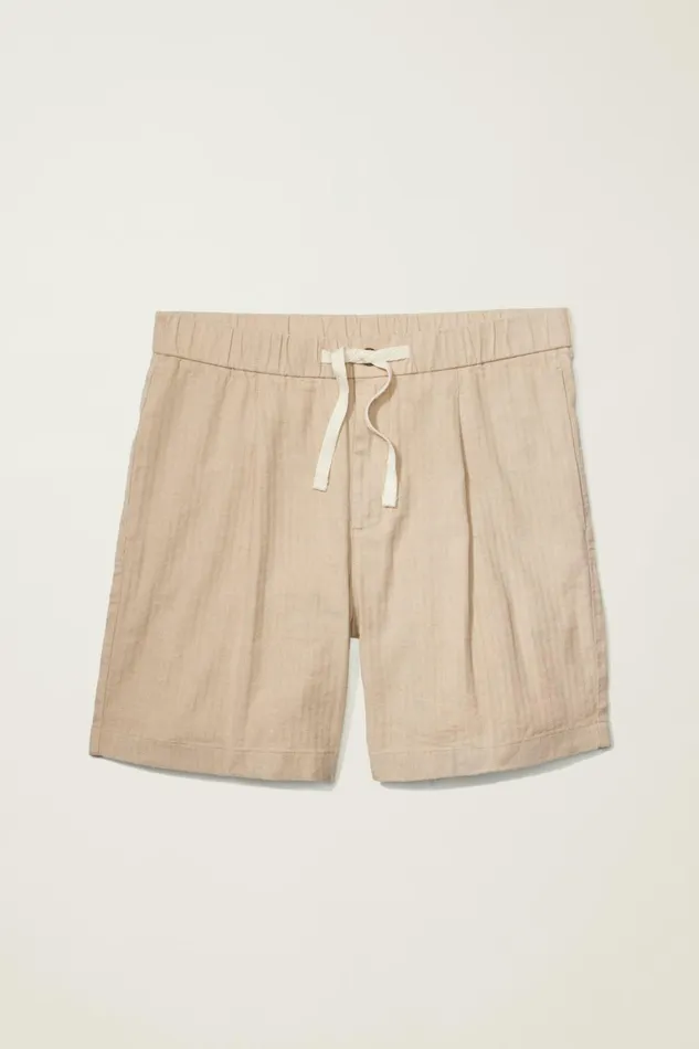 Men Casual Shorts Bonobos Linen Blend Boardwalk Short Taupe Stripe