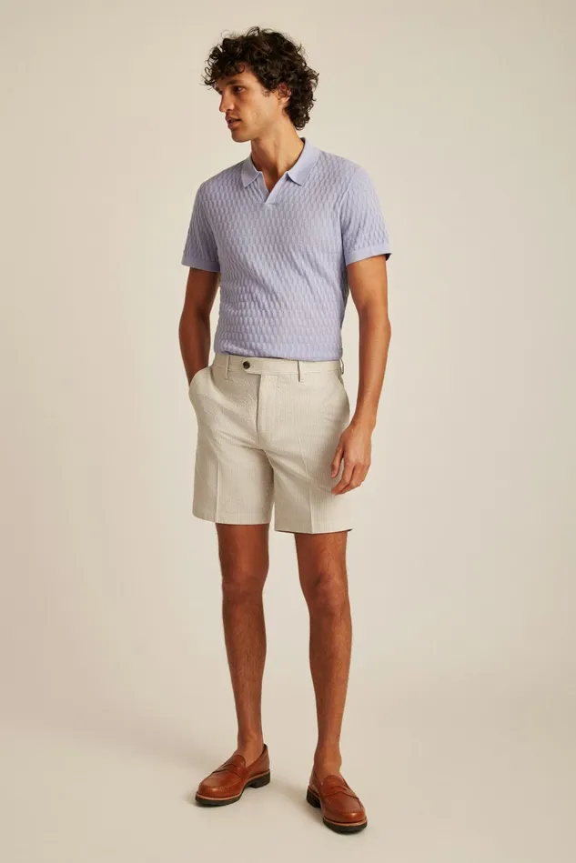 Men Chino Shorts Bonobos Italian Stretch Chino Shorts Khaki And White Seersucker Stripe