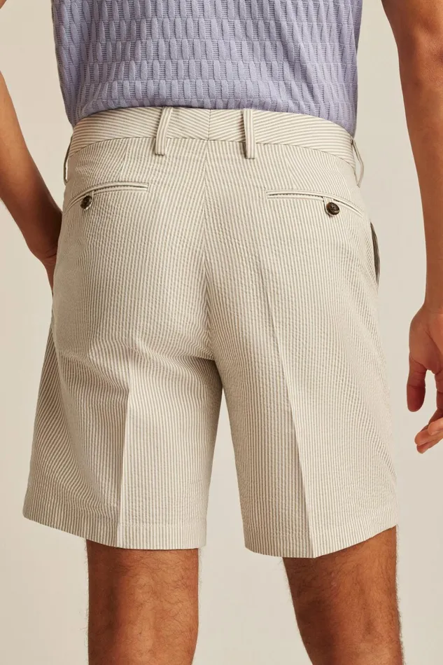 Men Chino Shorts Bonobos Italian Stretch Chino Shorts Khaki And White Seersucker Stripe